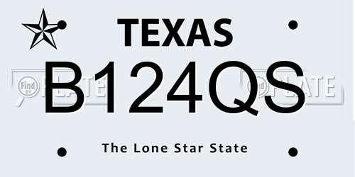 B124QS Texas License Plate