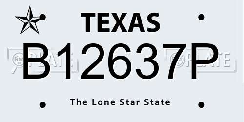 B12637P Texas License Plate