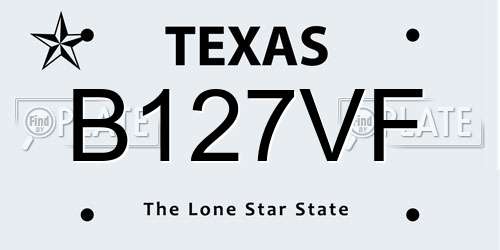 B127VF Texas License Plate