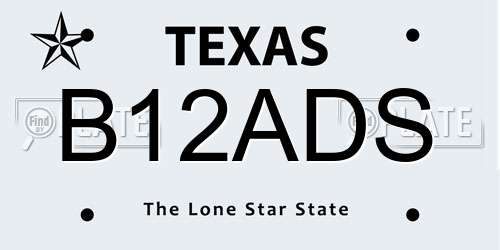B12ADS Texas License Plate