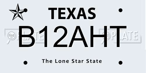 B12AHT Texas License Plate