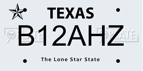 B12AHZ Texas License Plate
