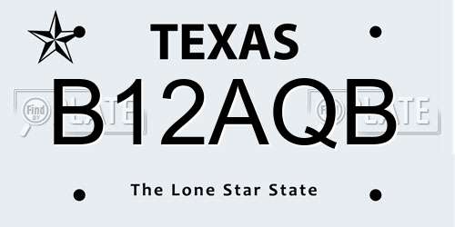 B12AQB Texas License Plate