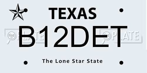 B12DET Texas License Plate