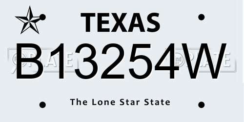 B13254W Texas License Plate
