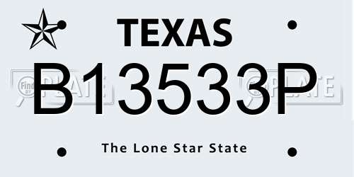 B13533P Texas License Plate