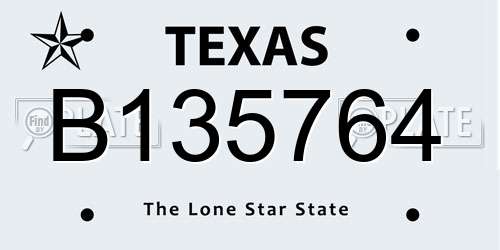 B135764 Texas License Plate