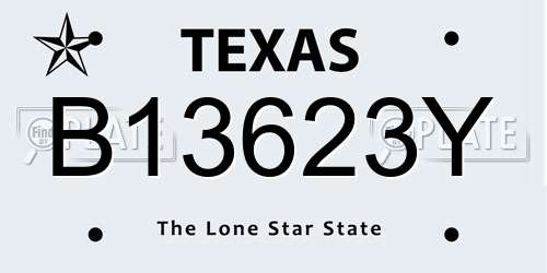 B13623Y Texas License Plate