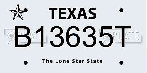 B13635T Texas License Plate