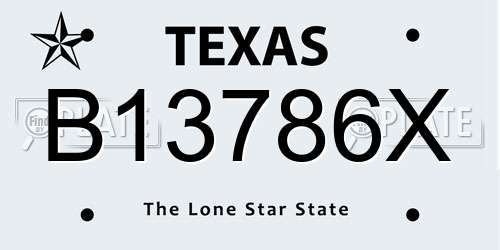 B13786X Texas License Plate