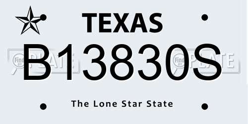 B13830S Texas License Plate