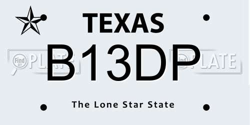 B13DP Texas License Plate