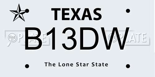 B13DW Texas License Plate