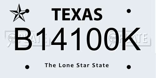 B14100K Texas License Plate