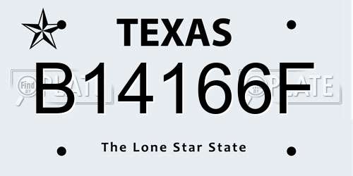 B14166F Texas License Plate