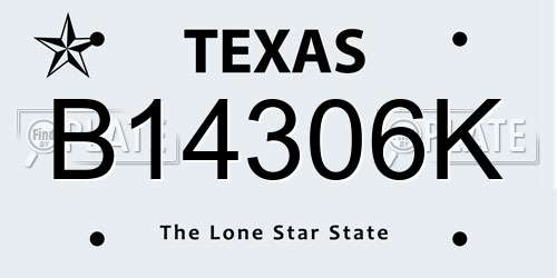B14306K Texas License Plate