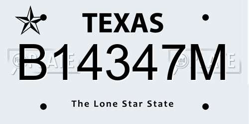 B14347M Texas License Plate