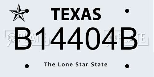 B14404B Texas License Plate