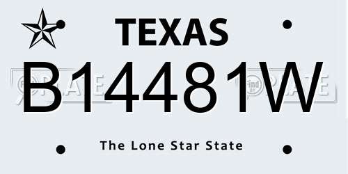 B14481W Texas License Plate