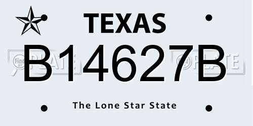 B14627B Texas License Plate