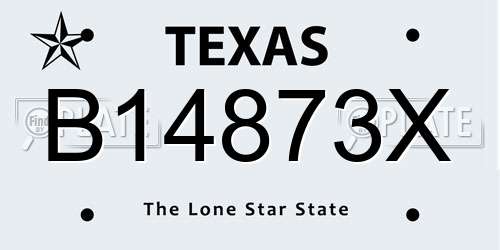 B14873X Texas License Plate