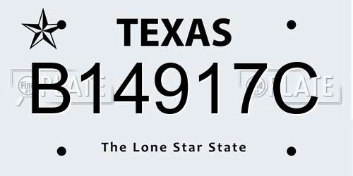 B14917C Texas License Plate