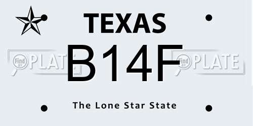 B14F Texas License Plate