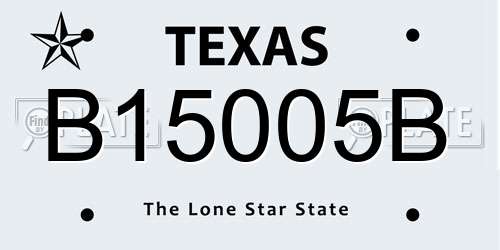 B15005B Texas License Plate