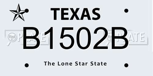 B1502B Texas License Plate