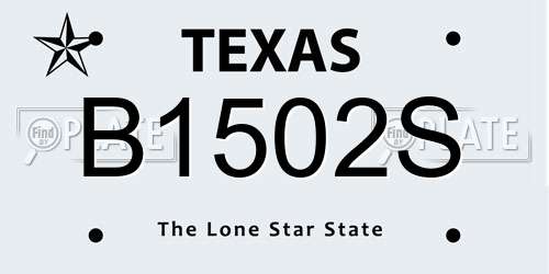 B1502S Texas License Plate