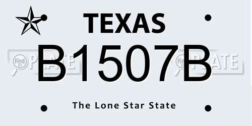 B1507B Texas License Plate