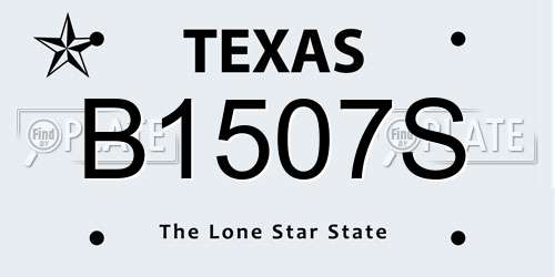 B1507S Texas License Plate