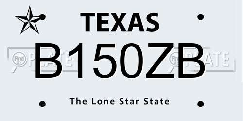 B150ZB Texas License Plate