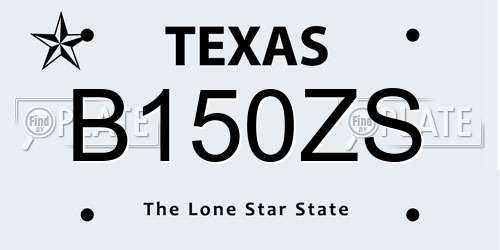 B150ZS Texas License Plate