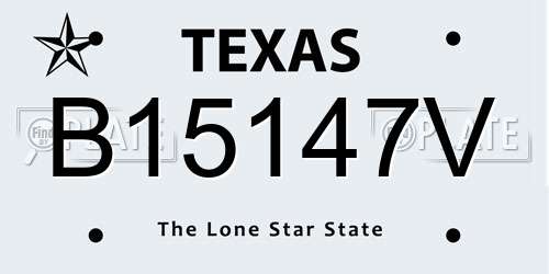 B15147V Texas License Plate