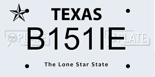 B151IE Texas License Plate