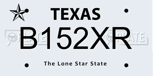 B152XR Texas License Plate