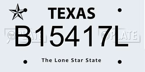 B15417L Texas License Plate