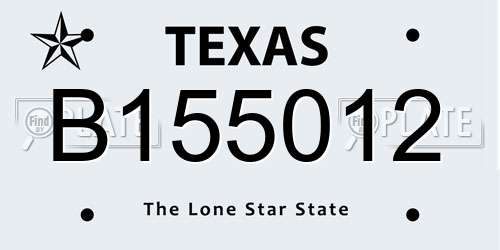 B155012 Texas License Plate