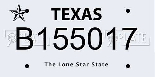 B155017 Texas License Plate