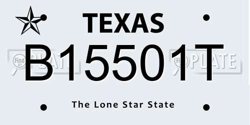B15501T Texas License Plate