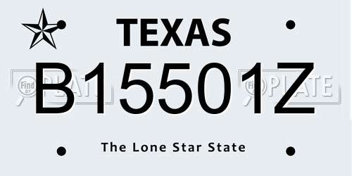 B15501Z Texas License Plate