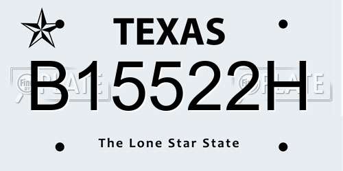 B15522H Texas License Plate