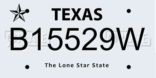B15529W Texas License Plate