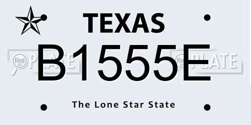 B1555E Texas License Plate