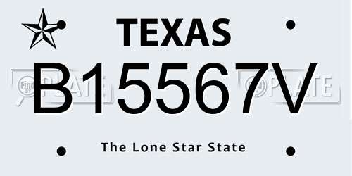 B15567V Texas License Plate