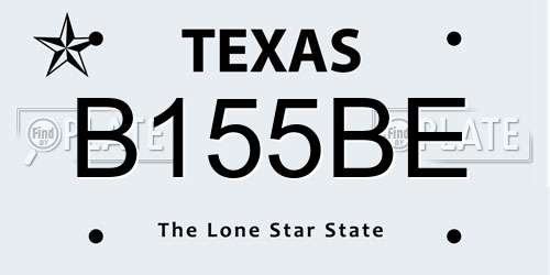 B155BE Texas License Plate