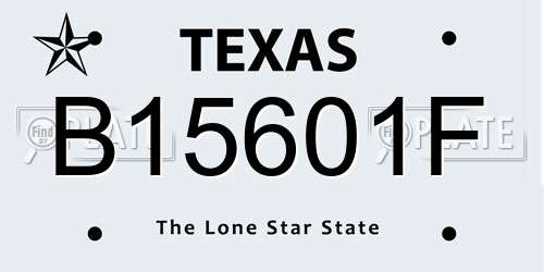 B15601F Texas License Plate