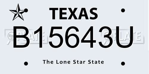 B15643U Texas License Plate