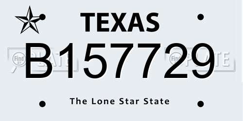 B157729 Texas License Plate